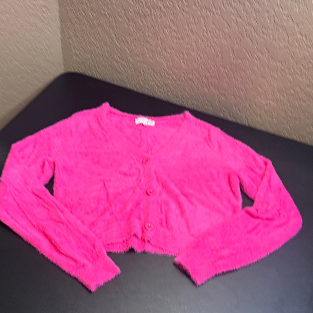 Bright Pink Button-Up Cardigan